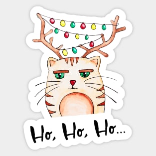 Watercolor - Mildly impressed Ho Ho Ho cat Sticker